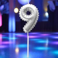 GÜMÜŞ FOLYO BALON ŞEKLİNDE PASTA MUMU GÜMÜŞ DOKUZ 9 NUMARA MUM GÜMÜŞ PASTA MUMU GÜMÜŞ DOĞUM GÜNÜMUMU