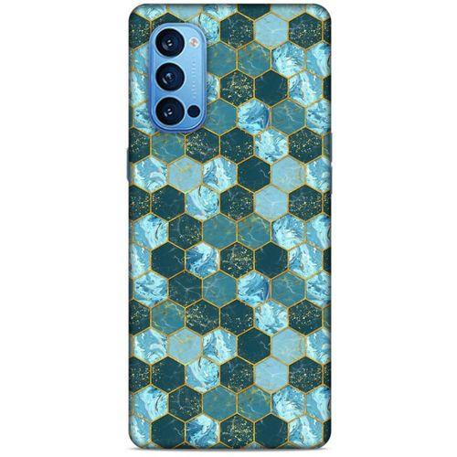 Mermer Desenli (21) Tema Koruyucu Kapak Akuamarin Oppo Reno 4 Pro Kılıf