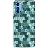 Mermer Desenli (21) Tema Koruyucu Kapak Akuamarin Oppo Reno 4 Pro Kılıf