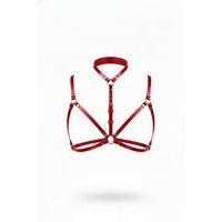 Kırmızı Göğüs Harness Deri Boyunluklu O Halka Detaylı - Brf197