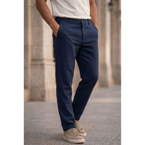 Sorrentino Relax Fit %100 Pamuk Flamlı Kumaş Erkek Jogger Pantolon - Lacivert
