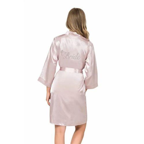 Pudra Kısa Saten Bride Sabahlık