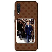 Samsung Galaxy A70s Kılıf Atatürk (23) Ultra Koruma Kılıfı Kahve Yuvarlak