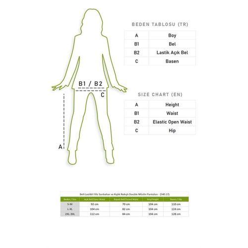 Beli Lastikli Filiz Sonbahar ve Kışlık Nakışlı Double Müslin Pantolon Bordo Brd