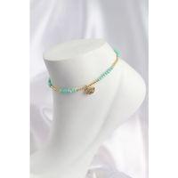 Su Yeşili Renk Boncuklu Nazarlı Göz Figürlü Halhal