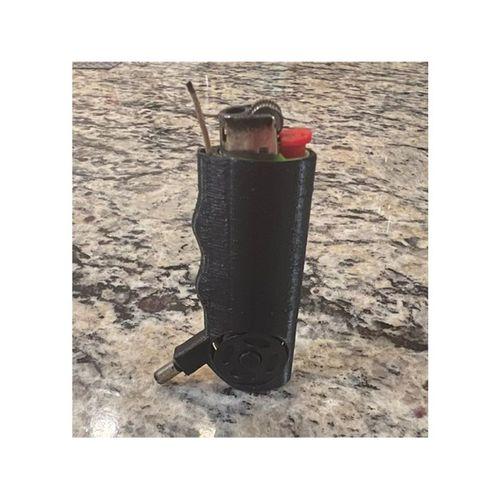 Mini Bic Çakmak Tutucu - Kenevir İpi ve Metal Paketleyici 3D Baskı (Bu ürün Sadece Plastik parçadır - Almadan Önce Soru Sorabilirsiniz)