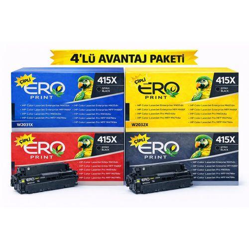 HP 415X Muadil Toner - Yüksek Kapasiteli 4 Renk Çipli Muadil Toner