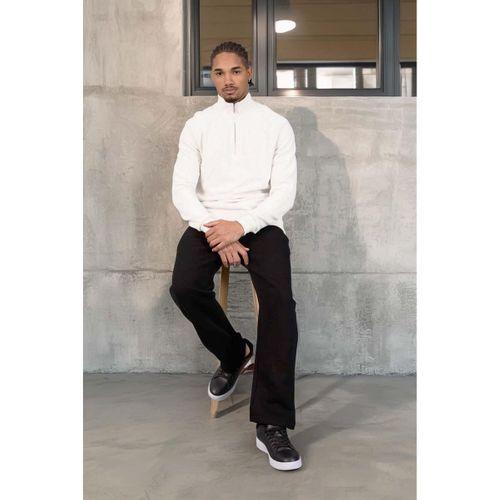 Lars Selanik Örme Kumaş Yarım Fermuar Erkek Sweatshirt - Ekru