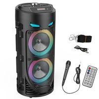 Zhltools ZQS4239 Mikrofonlu Taşınabilir Dev Speaker Led Işıklı Bluetooth Hoparlör - 4inc×2-8W×2 1800mAh