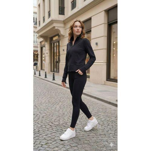 Kadın Full Likralı Ceket Ve Yüksek Bel Tayt Ikili Takim