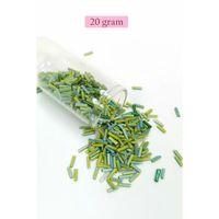 Uzun Boru Kesme Boncuk Çap 2mm Uzunluk 10 mm - 20 Gram - Yeşil Mavi - BNC250