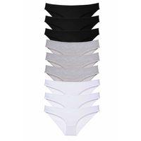 9 adet Süper Eko Set Likralı Kadın Slip Külot Siyah Gri Beyaz
