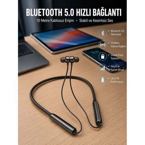 Dijital Göstergeli Kulak İçi Kablosuz Bluetooth Kulaklık Boyun Bantlı Yeni Nesil