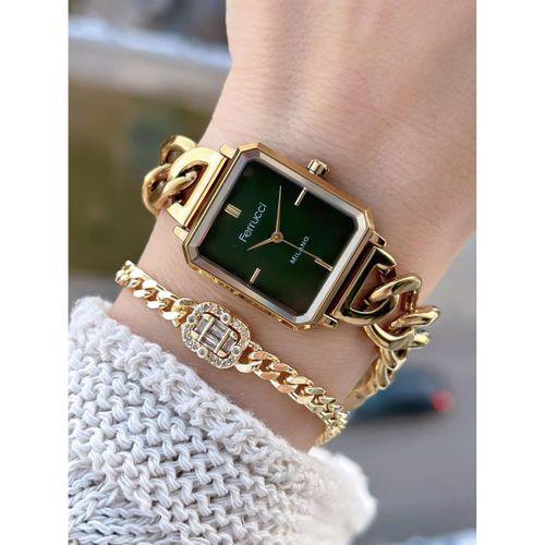 Ferrucci Zincir Tasarım 2 Yıl Garantili 3 Atm Suya Dayanıklı Kadın Kol Saati+Bileklik FC.Z03494.3
