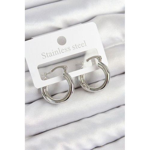 Pirinç Halka Model Gümüş Renk Kadın Küpe