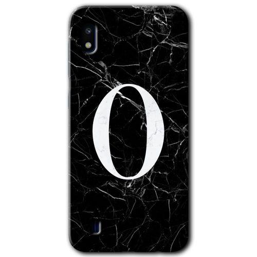 Potkal Hediye Fabrikası Samsung Galaxy A10 Kılıf HD Desen Baskılı Arka Kapak - Siyah Mermer Desenli O Harfi