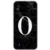 Potkal Hediye Fabrikası Samsung Galaxy A10 Kılıf HD Desen Baskılı Arka Kapak - Siyah Mermer Desenli O Harfi