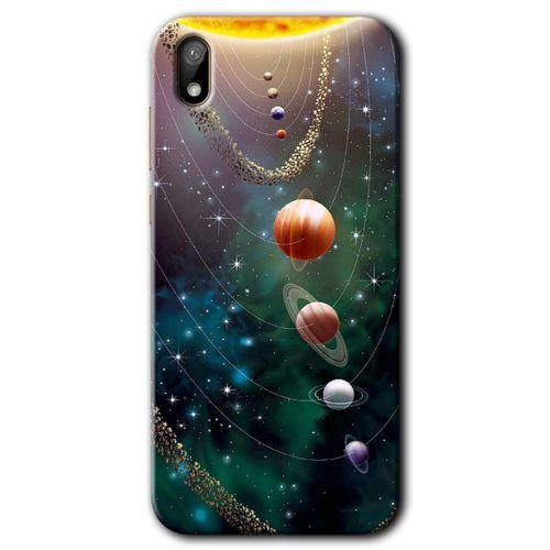 Huawei Y5 2019 Kılıf HD Desen Baskılı Arka Kapak + Temperli Cam - Cosmos