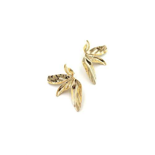 Plaka Yaprak Küpe - Altın