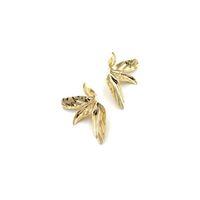 Plaka Yaprak Küpe - Altın