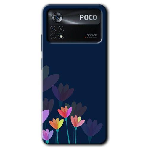 Poco x4 Pro Kılıf HD Desen Baskılı Arka Kapak + Temperli Cam - Çizim Çiçekleri