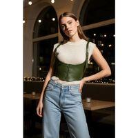 Haki Kadın Kemer Bağcıklı Suni Deri Korse Kemer - Brf1428