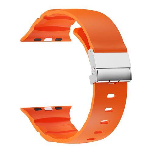 Apple Watch 44mm Zore KRD-145 Metal Tokalı Silikon Kordon