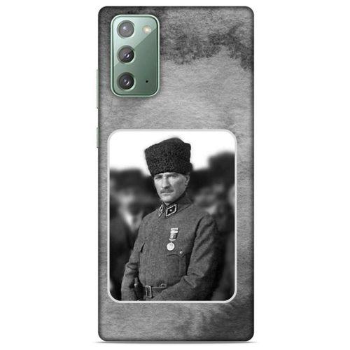 Samsung Galaxy Note 20 Kılıf Atatürk (38) Neo Hybrid Kılıf Antrasit Taş