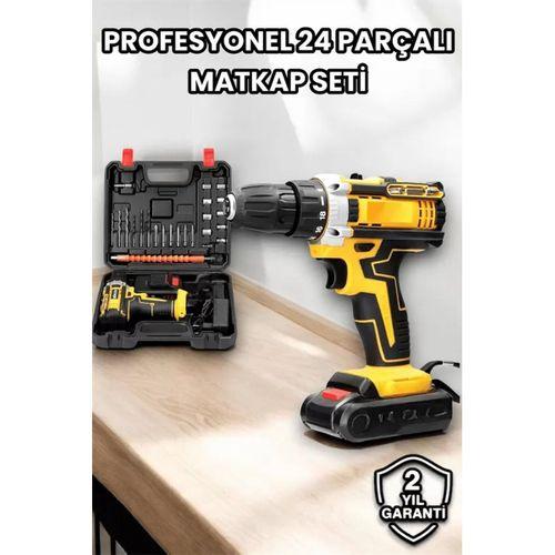Metal Dişli 24w Akülü Matkap -çift Bataryalı Ve Led Çalışma Işığı İle Tam Set