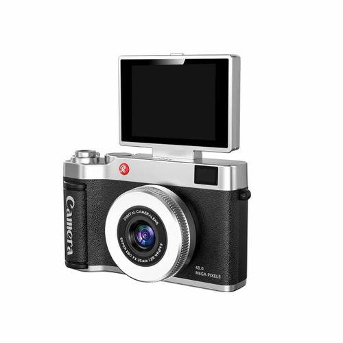 4k Çantalı Dijital Retro Video Kamera 48mp 16x Zoom Işıklı (32gb) Kart Dijital Fotoğraf Makinesi Siyah