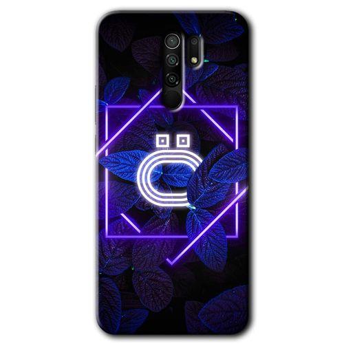 Xiaomi Redmi 9 Kılıf Baskılı Arka Kapak - Dark Neon Yaprak Ö Harfi +Tam Ekran Koruyucu