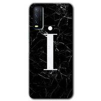 Vivo Y20 HD Baskılı Kılıf + 9D Tam Ekran Koruyucu - Siyah Mermer Desenli İ Harfi