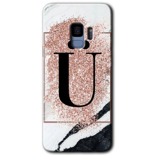 Potkal Hediye Fabrikası Samsung Galaxy S9 Kılıf HD Desen Baskılı Arka Kapak - Pembe Mermer Desenli Ü Harfi