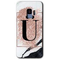 Potkal Hediye Fabrikası Samsung Galaxy S9 Kılıf HD Desen Baskılı Arka Kapak - Pembe Mermer Desenli Ü Harfi