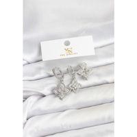 Pirinç Gümüş Renk Yonca Model YSX Trio Küpe Seti