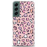 Samsung Galaxy S22 Kılıf HD Baskılı Kılıf - Pembe Leopar + Tam Ekran Koruyucu