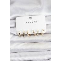 Gold Renk Pirinç Minimal Kalp Detaylı Kadın Küpe Seti