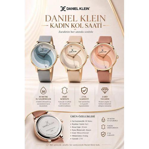 Daniel Klein Deri Kordonlu 2 Yıl Garantili 3 Atm Suya Dayanıklı Kadın Kol Saati+Bileklik BD.12559.5