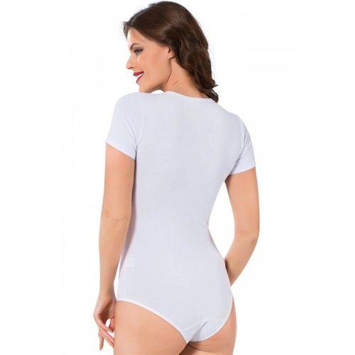 Bayan Kısa Kol Çıtçıtlı Body Beyaz