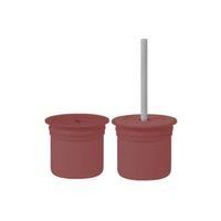 Eğitici Çocuk  Oyuncak    Pipetli Silikon Bardak Seti Velvet Rose / Powder Grey