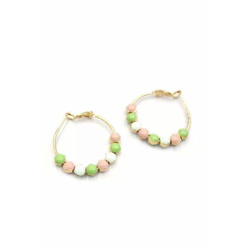 Mineli Halka Küpe - Yeşil