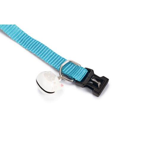 Beeztees Kedi Boyun Tasması, Zilli, Turkuaz, 20-30cm