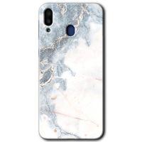 Potkal Hediye Fabrikası Samsung Galaxy M10 Kılıf HD Desen Baskılı Arka Kapak - White Marble