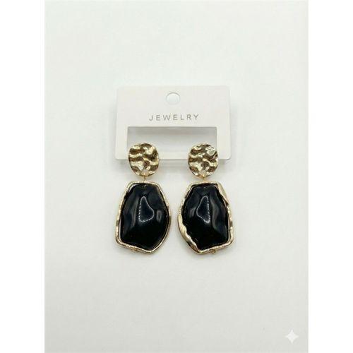 Akrilik Taşlı Küpe - Siyah