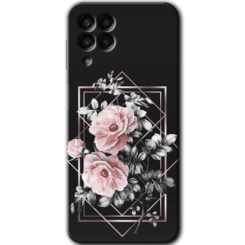 Samsung Galaxy M33 Kılıf Baskılı Kapak - Retro Çiçek 1 + 5D Tam Kaplayan Cam