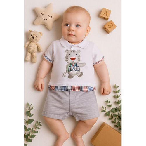 Gömlek Desenli Erkek Bebek Tulumu