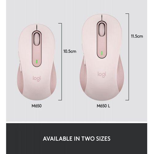 LOGITECH 910-006254, M650 Signature, Rose, Sağ El, USB Nano 2,4G Kablosuz, 4000dpi, Optik, 5 Tuşlu, 24ay Pil Ömrü, Sessiz Mouse