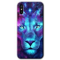 MRCİLETİSİM Xiaomi Redmi 9A Kılıf Kapak - Neon Lion +Hayalet Ekran Yandan Gözükmez