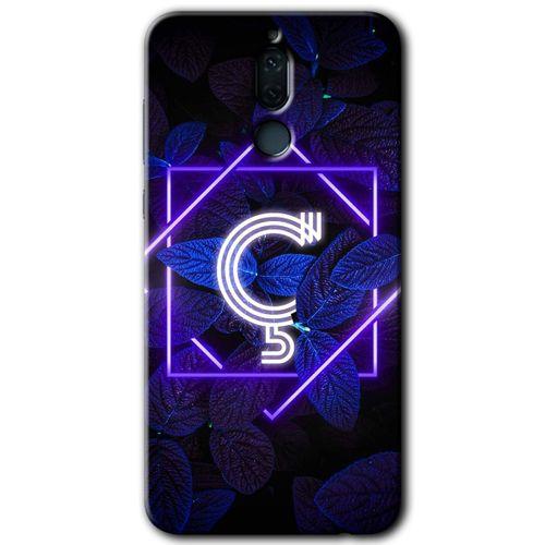 Potkal Hediye Fabrikası Huawei Mate 10 Lite Kılıf HD Desen Baskılı Arka Kapak - Dark Neon Yaprak Ç Harfi