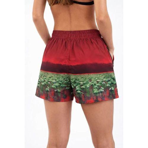 Deniz Şortu Fermuarlı Cepli File Astarlı Hızlı Kuruyan Premium - Kırmızı